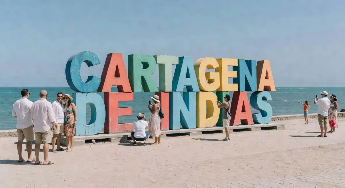 The Cartagena Colombia letters sign — a popular photo landmark near the historic centre and Getsemaní neighbourhood